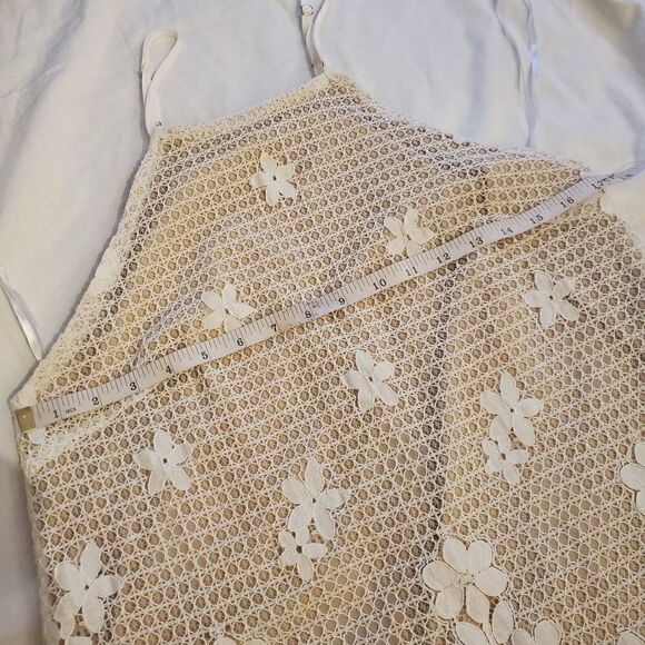 Francesca's Nude Floral Eyelet Dress L - Picture 7 of 13